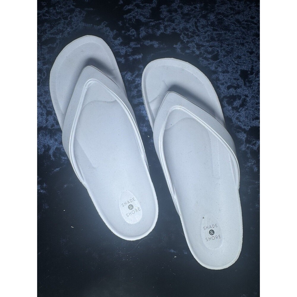 Shade & Shore Shoes Womens Size 12 White Flip Flop Sandals Beach Pool